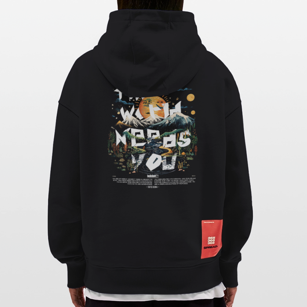 Ereshkigal, Berge, 1st | Heavyweight Oversized Bio Hoodie, Unisex - SOLID BLACK