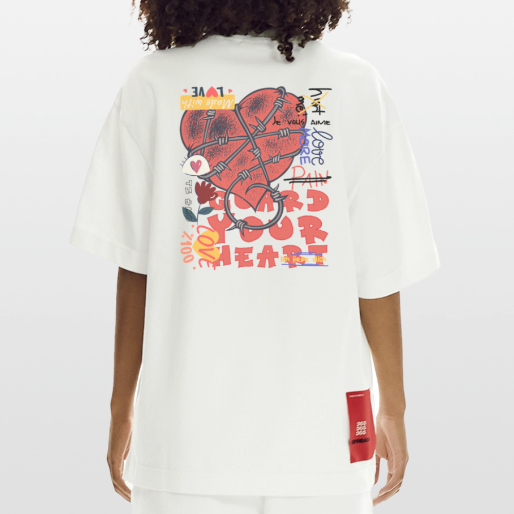 Orvandir, Herz, 1st | Heve, Heavyweight Oversized Bio T-Shirt, Unisex - OFF WHITE