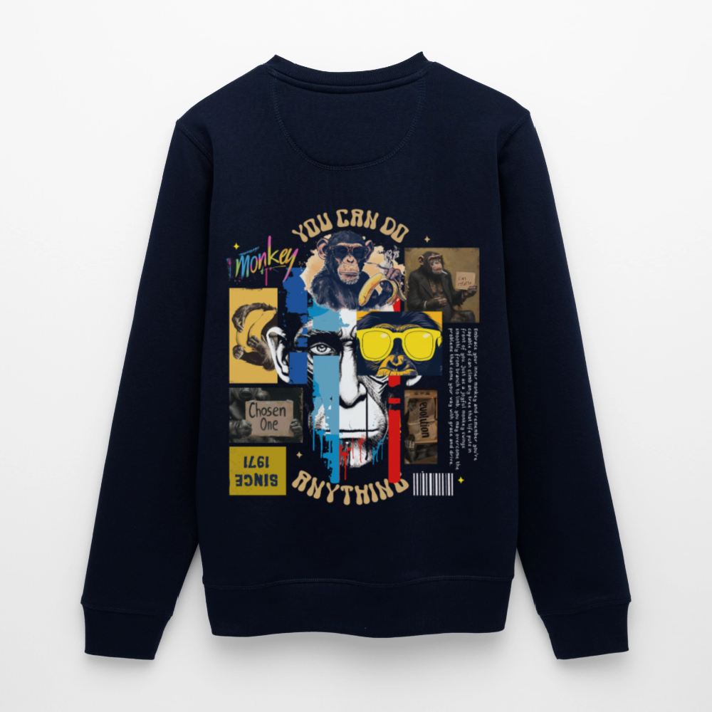 Xurjin, Affe, 1st | Roller, Unisex Bio-Sweatshirt - Navy