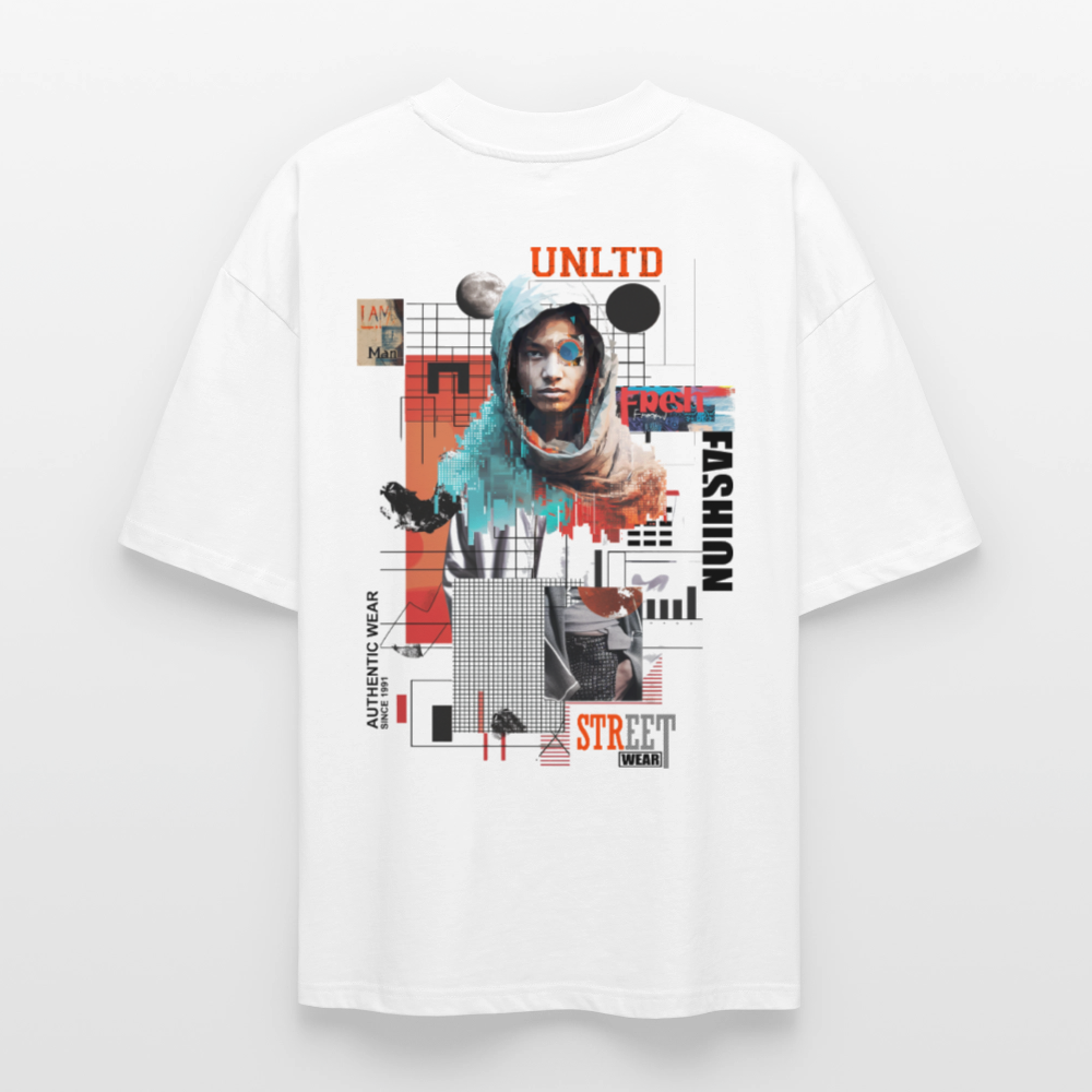 Celestrion, Cyborg, 1st | Blaster, Oversize Bio T-Shirt, Unisex - Weiß