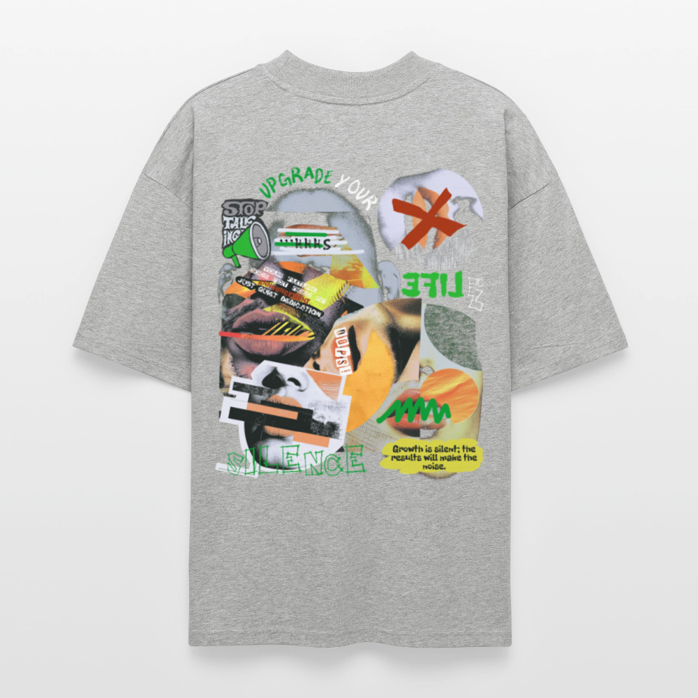 Ereban, Lippen, 1st | Blaster, Oversize Bio T-Shirt, Unisex - Grau meliert
