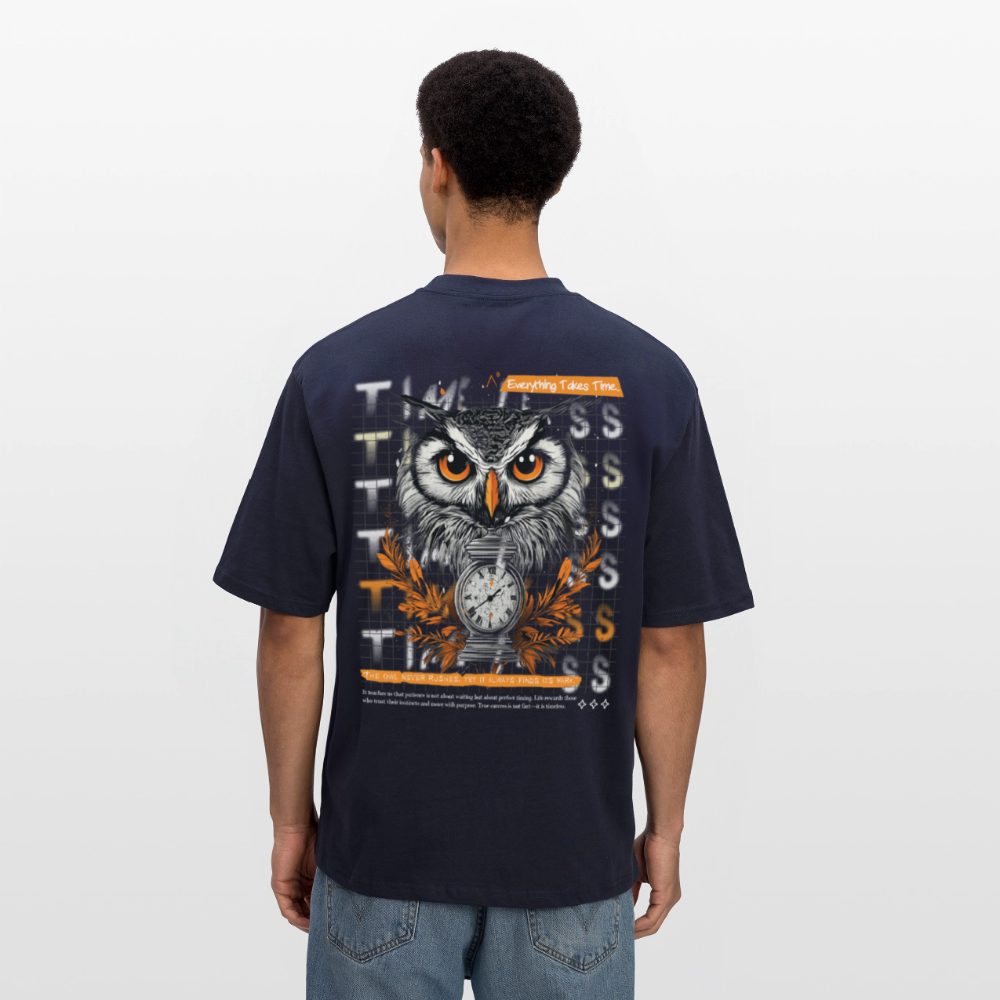 Marid, Eule, 1st | Breezy, Oversized Unisex T-Shirt - Navy