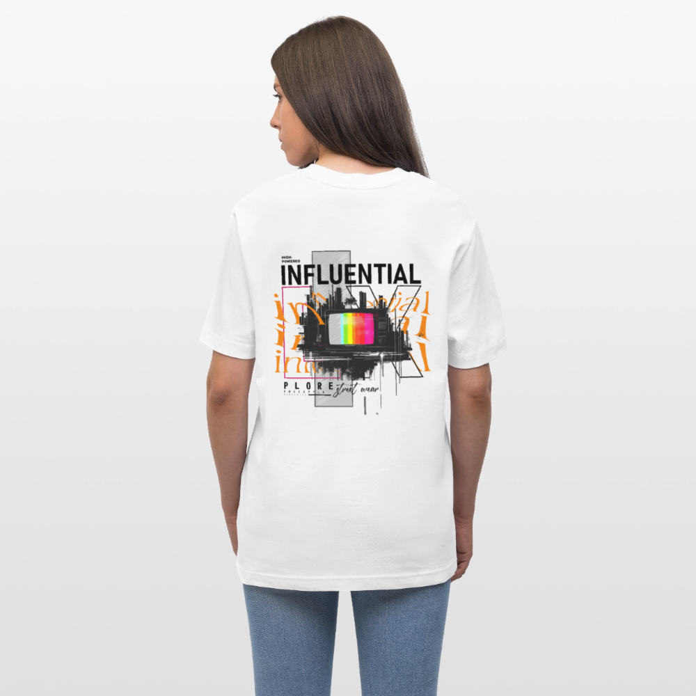 Flamethar, Fernseher, 1st | Essential, Relaxed Fit Unisex Bio T-Shirt - Weiß