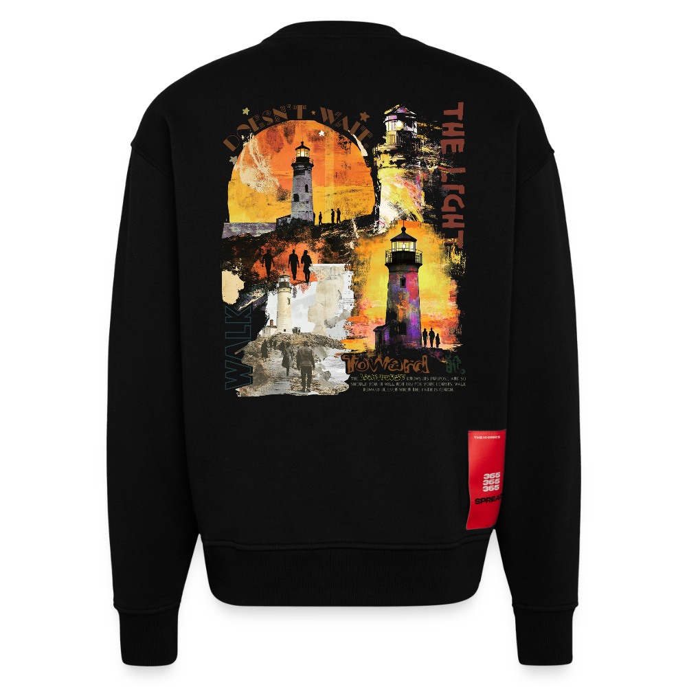 Morian, Leuchtturm, 1st | Heavyweight Oversized Bio Sweater, Unisex - SOLID BLACK