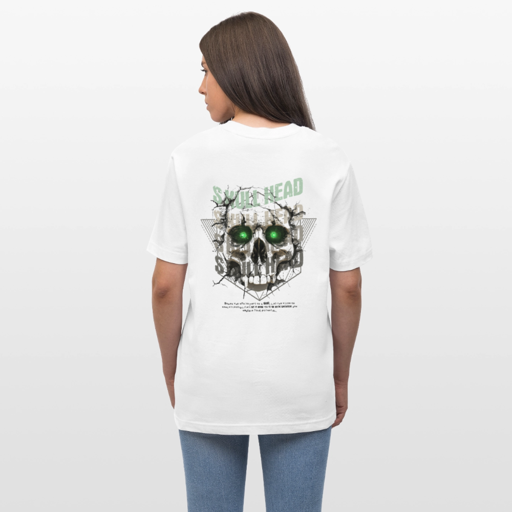 Gliesaron, Totenkopf, 1st | Essential, Relaxed Fit Unisex Bio T-Shirt - Weiß