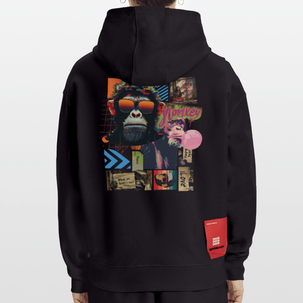 Perîzar, Affen, 1st | Heavyweight Oversized Bio Hoodie, Unisex - SOLID BLACK