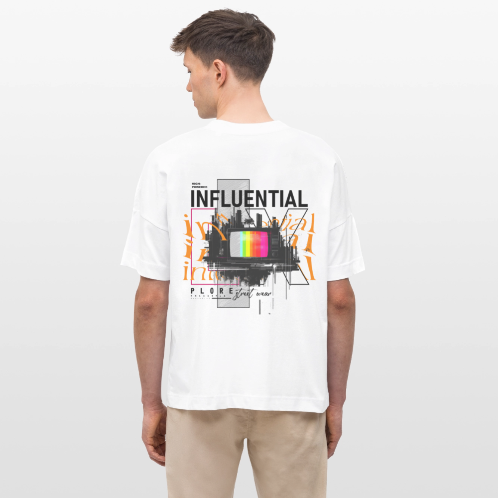 Flamethar, Fernseher, 1st | Blaster, Oversize Bio T-Shirt, Unisex - Weiß