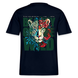 Irise, Leopard, 1st | Essential, Relaxed Fit Unisex Bio T-Shirt - Navy