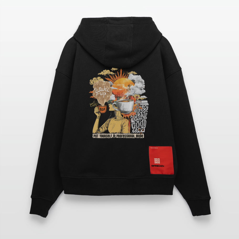 Artema, Kaffee, 1st | Heavyweight Oversized Bio Hoodie, Unisex - SOLID BLACK