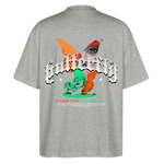 Noşîrêwan, Schmetterling, 1st | Blaster, Oversize Bio T-Shirt, Unisex - Grau meliert