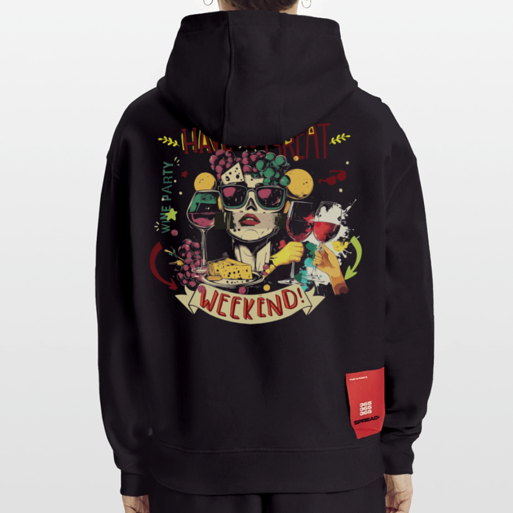 Ruh, Trauben, 1st | Heavyweight Oversized Bio Hoodie, Unisex - SOLID BLACK
