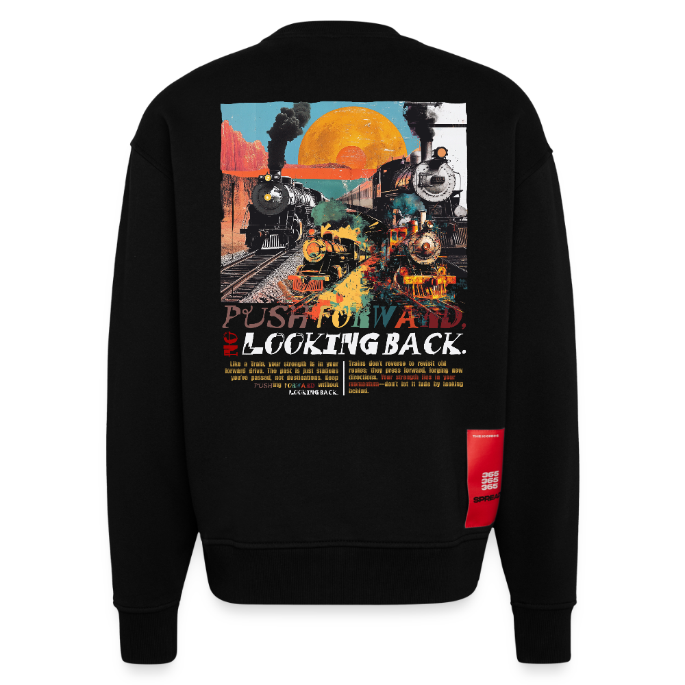 Morphean, Lokomotive, 1st | Heavyweight Oversized Bio Sweater, Unisex - SOLID BLACK
