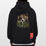 Ghadab, Bär, 1st | Heavyweight Oversized Bio Hoodie, Unisex - SOLID BLACK