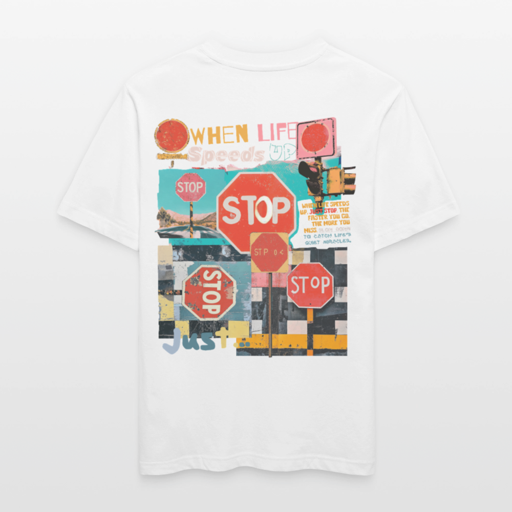Solvarion, Stopp, 1st | Essential, Relaxed Fit Unisex Bio T-Shirt - Weiß