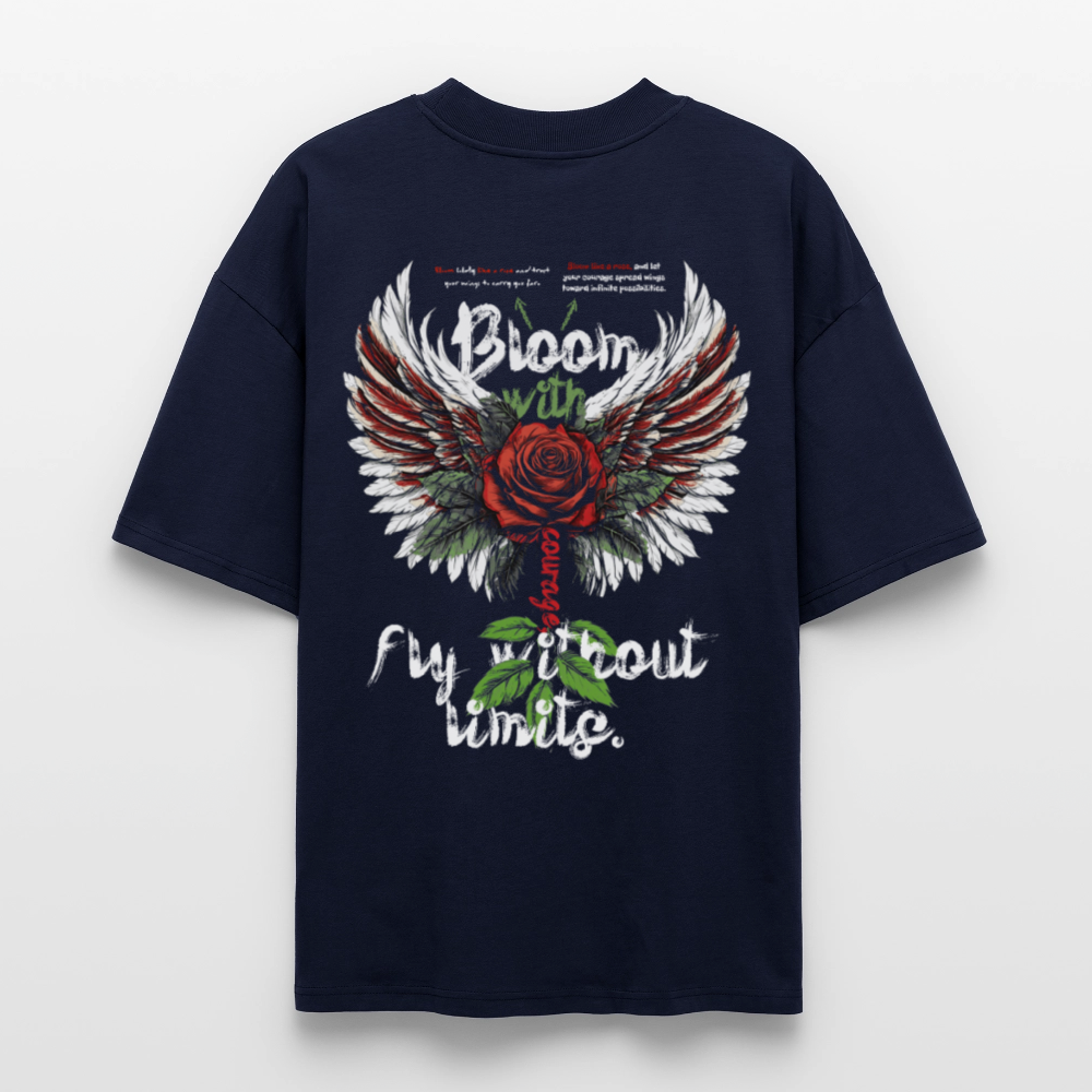 Amaterasu , Engelsflügel, 1st | Blaster, Oversize Bio T-Shirt, Unisex - Navy