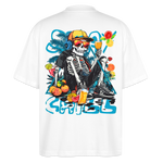 Calveron, Skelet, 1st | Blaster, Oversize Bio T-Shirt, Unisex - Weiß