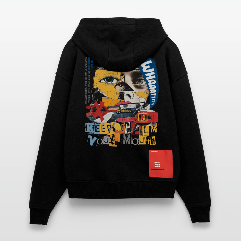 Kronan, Gesicht, 1st | Heavyweight Oversized Bio Zip Hoodie, Unisex - SOLID BLACK