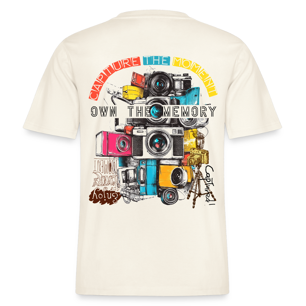 Zarethor, Kamera, 1st | Essential, Relaxed Fit Unisex Bio T-Shirt - Naturweiß 