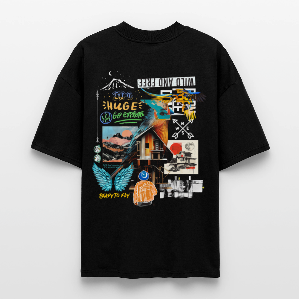 Nüwa, Wandern, 1st | Blaster, Oversize Bio T-Shirt, Unisex - Schwarz