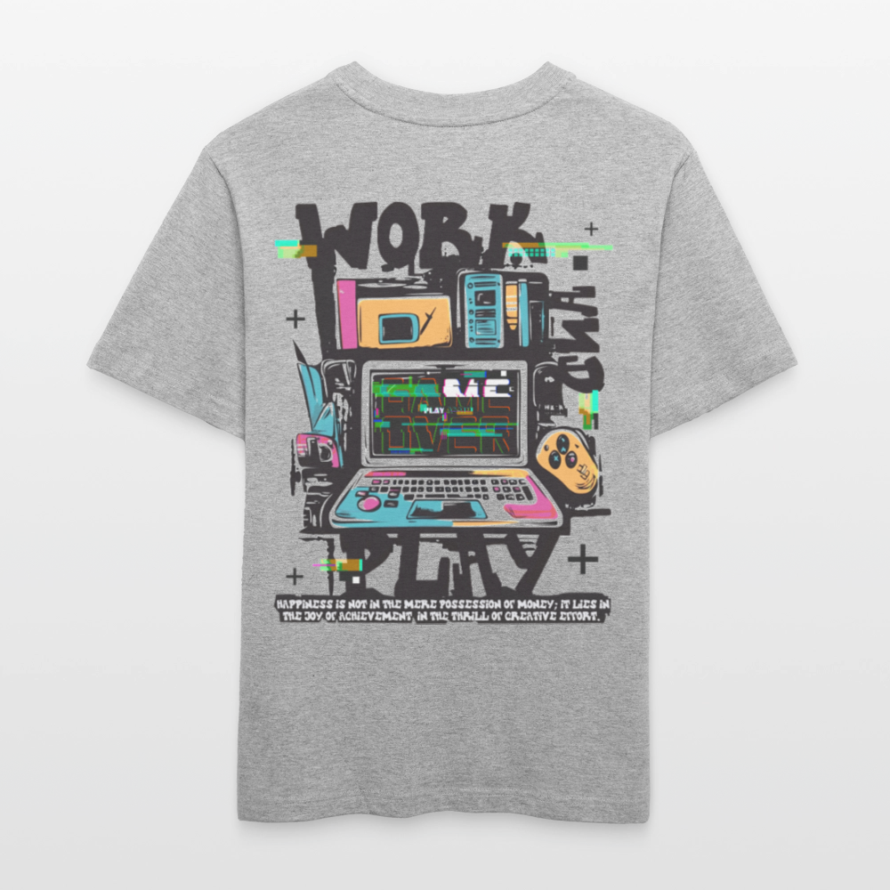 Aetherion, Laptop, 1st | Essential, Relaxed Fit Unisex Bio T-Shirt - Grau meliert
