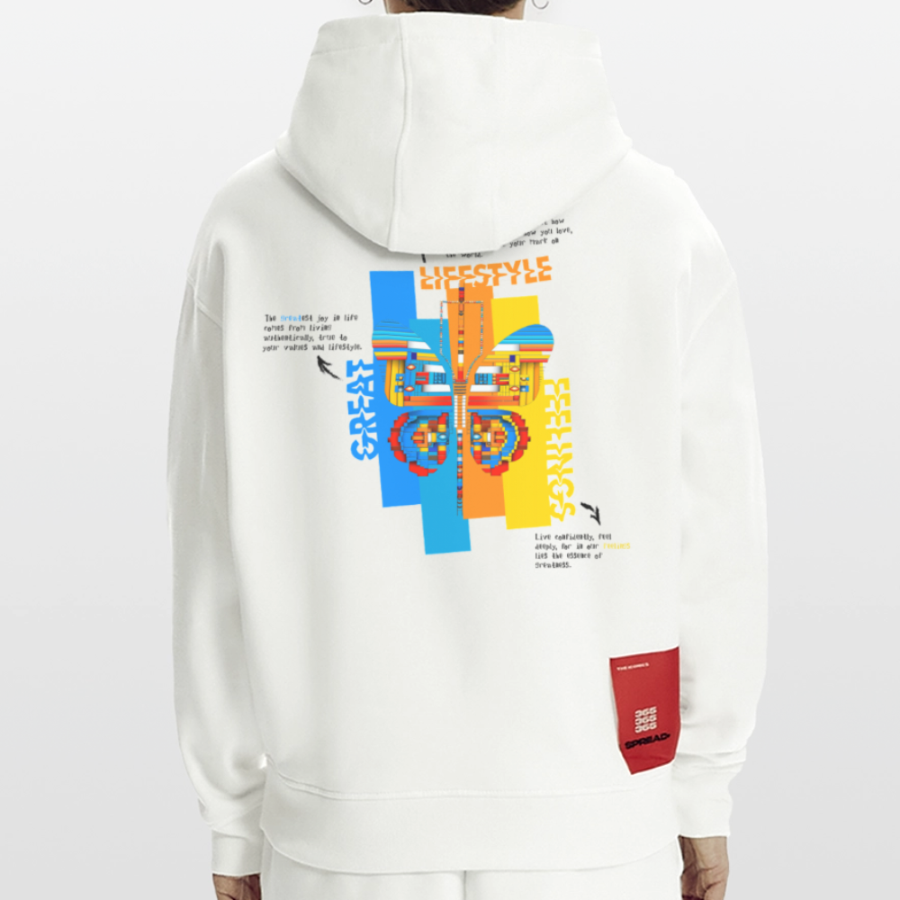 Nebularis, Schmetterling, 1st | Heavyweight Oversized Bio Hoodie, Unisex - OFF WHITE