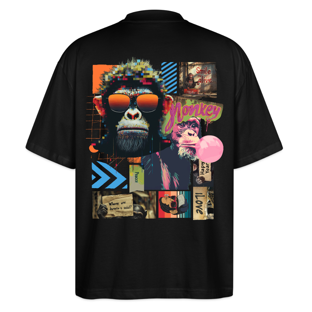 Perîzar, Affen, 1st | Blaster, Oversize Bio T-Shirt, Unisex - Schwarz