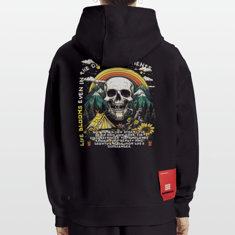 Panian, Berge, 1st | Heavyweight Oversized Bio Hoodie, Unisex - SOLID BLACK