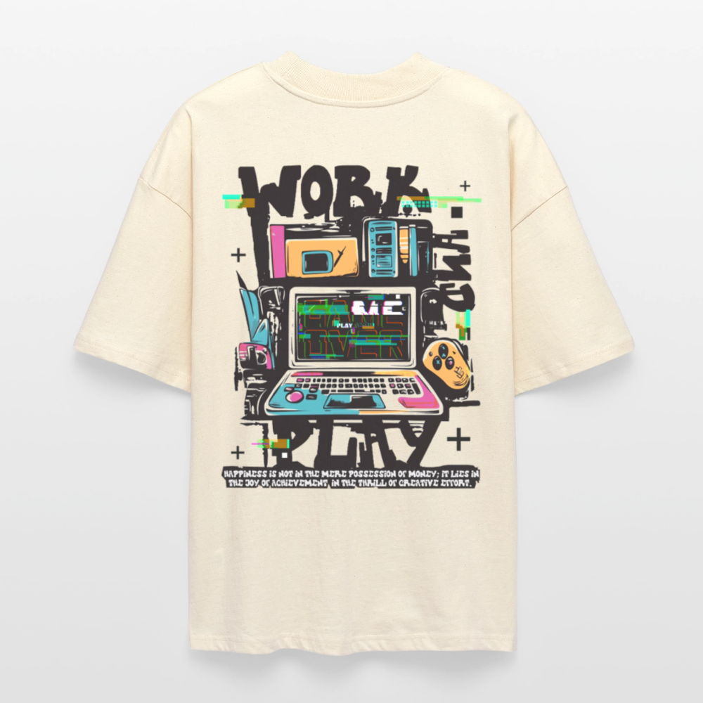 Aetherion, Laptop, 1st | Blaster, Oversize Bio T-Shirt, Unisex - Weißgrau