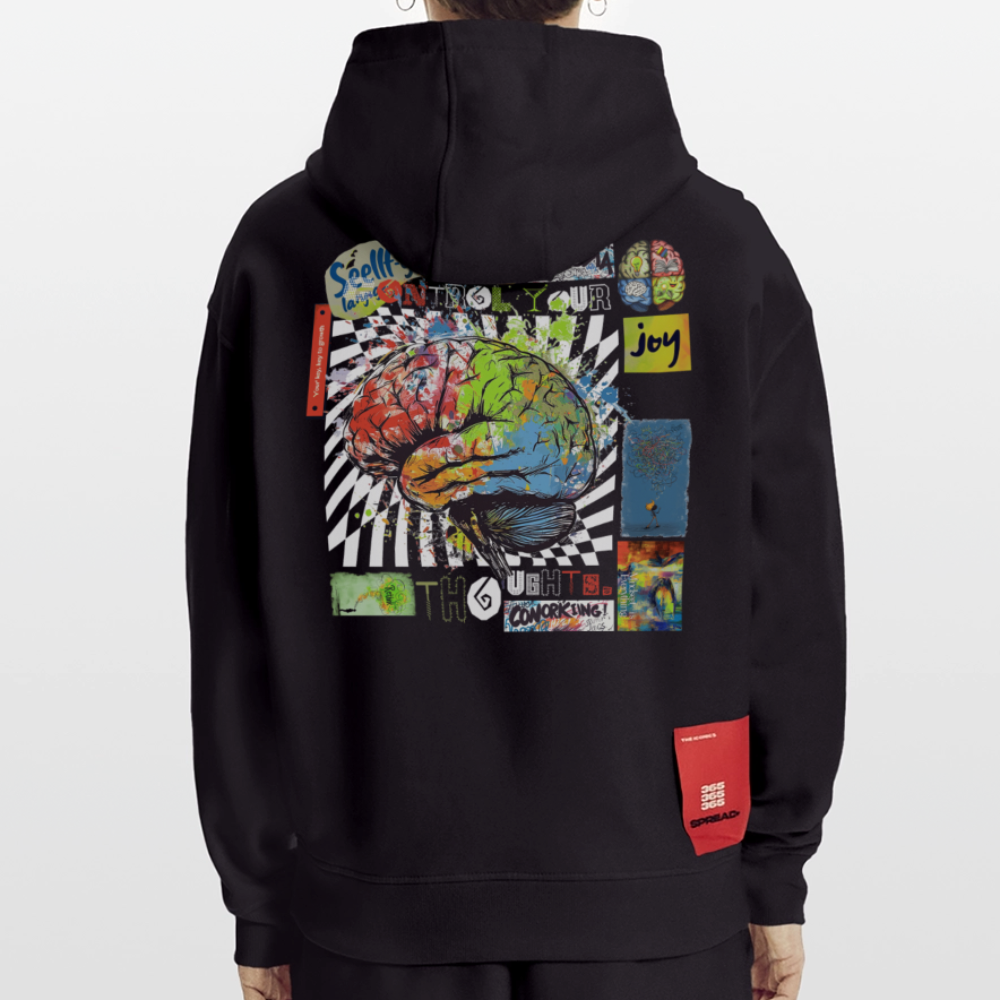 Apollon, Gehirn, 1st | Heavyweight Oversized Bio Hoodie, Unisex - SOLID BLACK