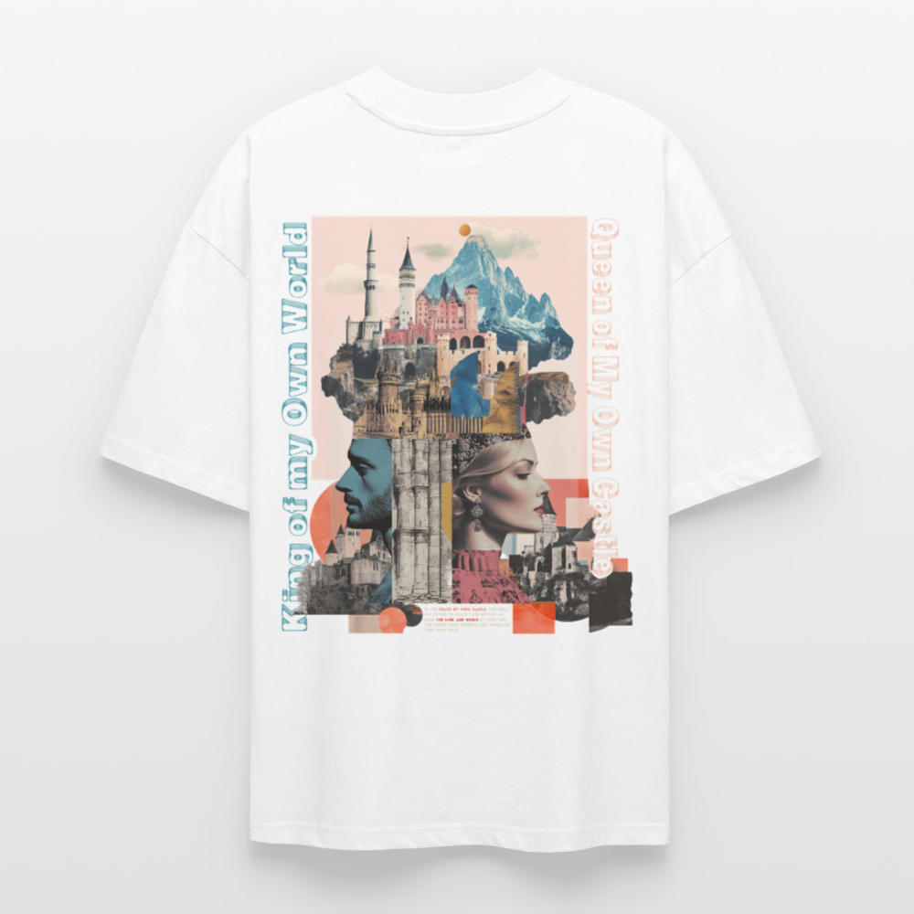 Zephiron2, Schloss, 1st | Blaster, Oversize Bio T-Shirt, Unisex - Weiß