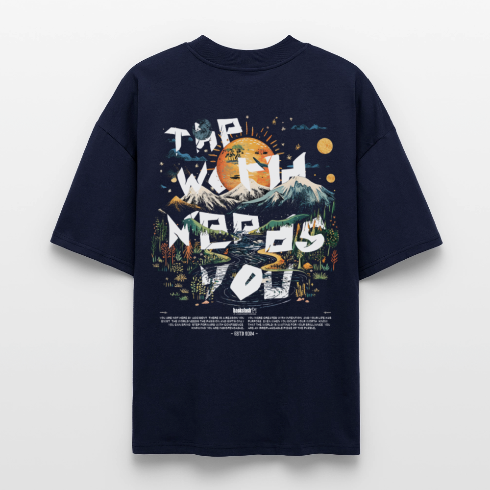 Ereshkigal, Berge, 1st | Blaster, Oversize Bio T-Shirt, Unisex - Navy