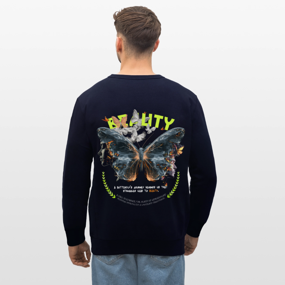 Harith, Schmetterling, 1st | Roller, Unisex Bio-Sweatshirt - Navy
