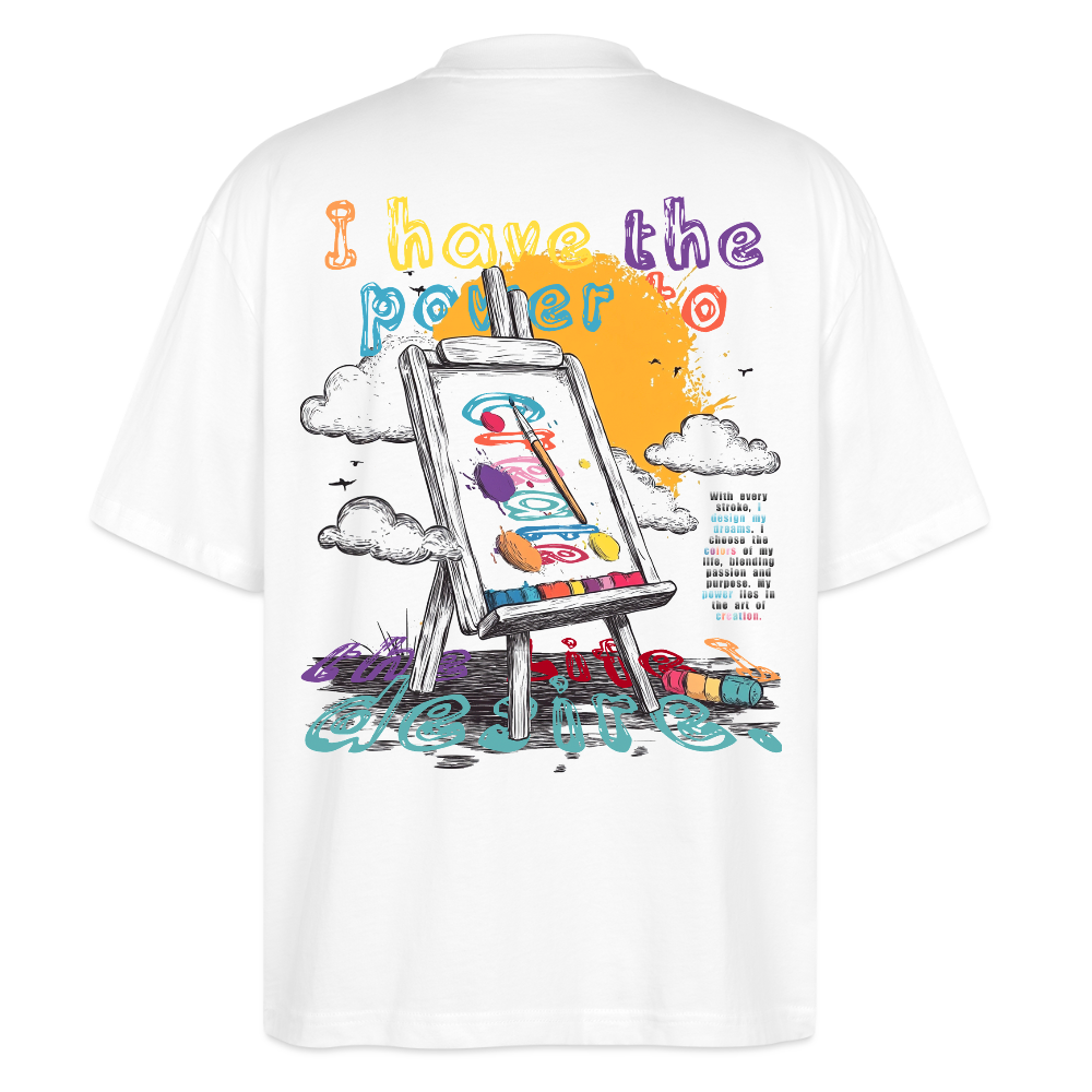 Noctharius, Malen, 1st | Blaster, Oversize Bio T-Shirt, Unisex - Weiß