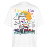 Noctharius, Malen, 1st | Blaster, Oversize Bio T-Shirt, Unisex - Weiß