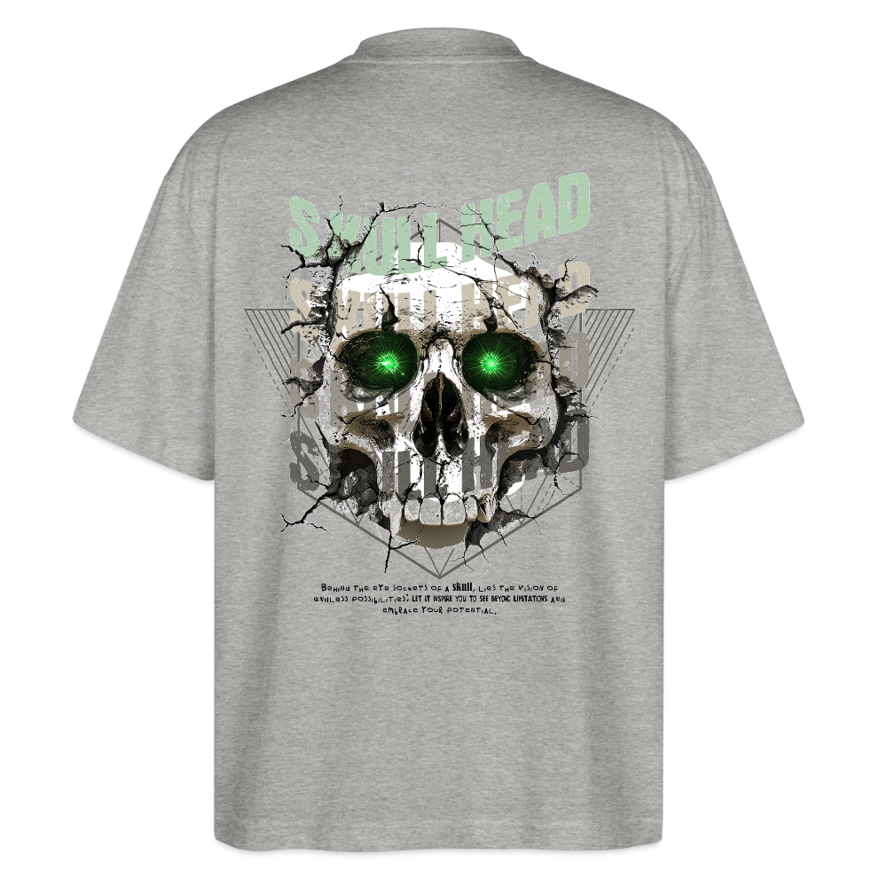 Gliesaron, Totenkopf, 1st | Blaster, Oversize Bio T-Shirt, Unisex - Grau meliert