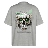 Gliesaron, Totenkopf, 1st | Blaster, Oversize Bio T-Shirt, Unisex - Grau meliert