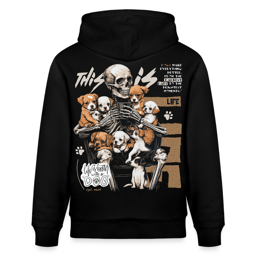 Tezcatlipoca , Hunde & Skelet, 1st | Cruiser, Unisex Bio-Hoodie - Schwarz