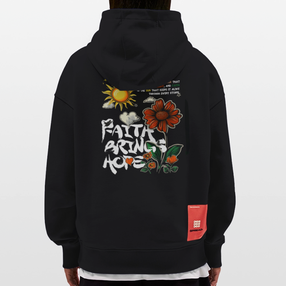 Odin , Blume, 1st | Heavyweight Oversized Bio Hoodie, Unisex - SOLID BLACK