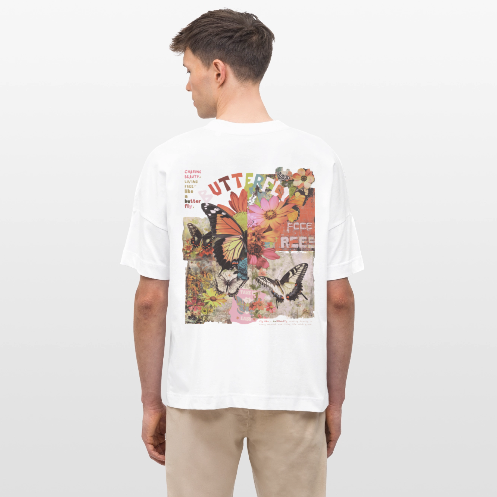 Azaroth, Schmetterling, 1st | Blaster, Oversize Bio T-Shirt, Unisex - Weiß