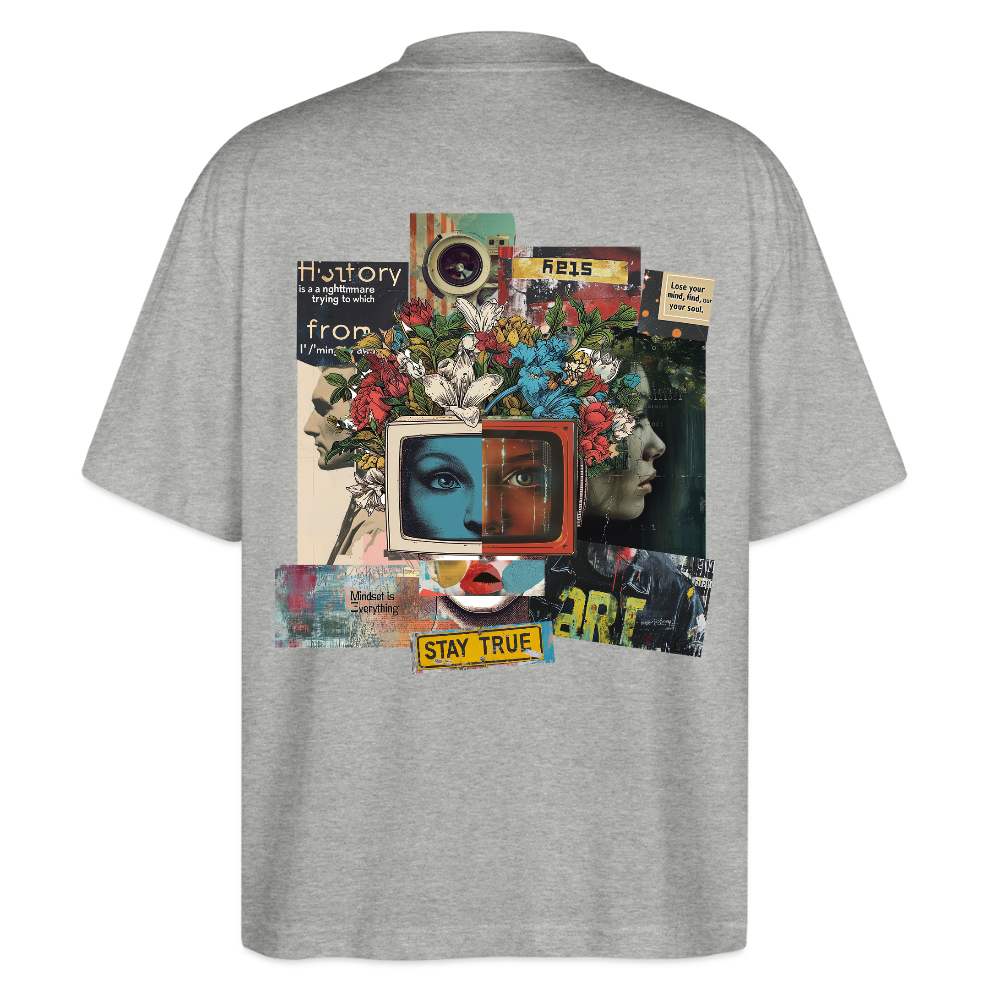 Baranê, Fernseher, 1st | Blaster, Oversize Bio T-Shirt, Unisex - Grau meliert