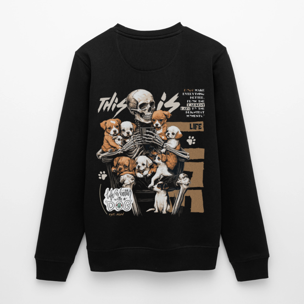 Tezcatlipoca , Hunde & Skelet, 1st | Roller, Unisex Bio-Sweatshirt - Schwarz