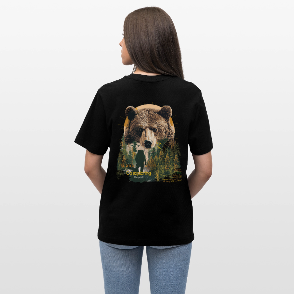 Ghadab, Bär, 1st | Essential, Relaxed Fit Unisex Bio T-Shirt - Schwarz