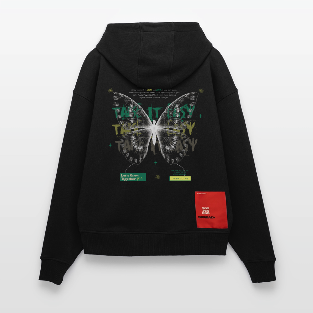 Hesinkar, Schmetterling, 1st | Heavyweight Oversized Bio Hoodie, Unisex - SOLID BLACK