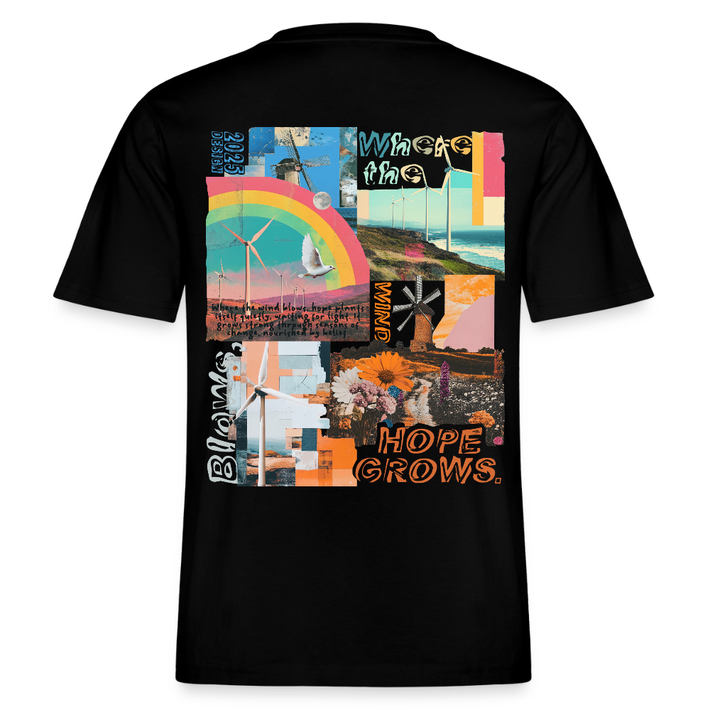 Nyxaris, Windmühle, 1st | Essential, Relaxed Fit Unisex Bio T-Shirt - Schwarz