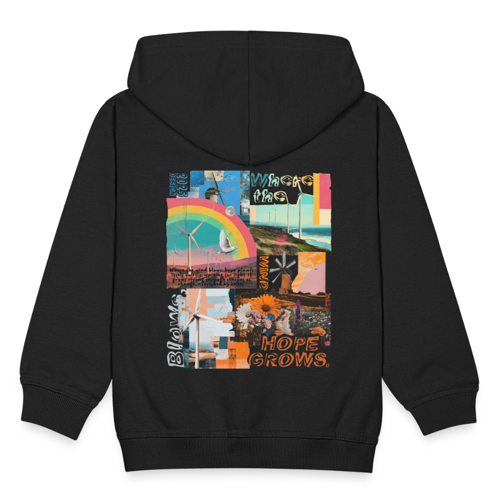 Nyxaris, Windmühle, 1st | Kinder Zip Hoodie - Schwarz