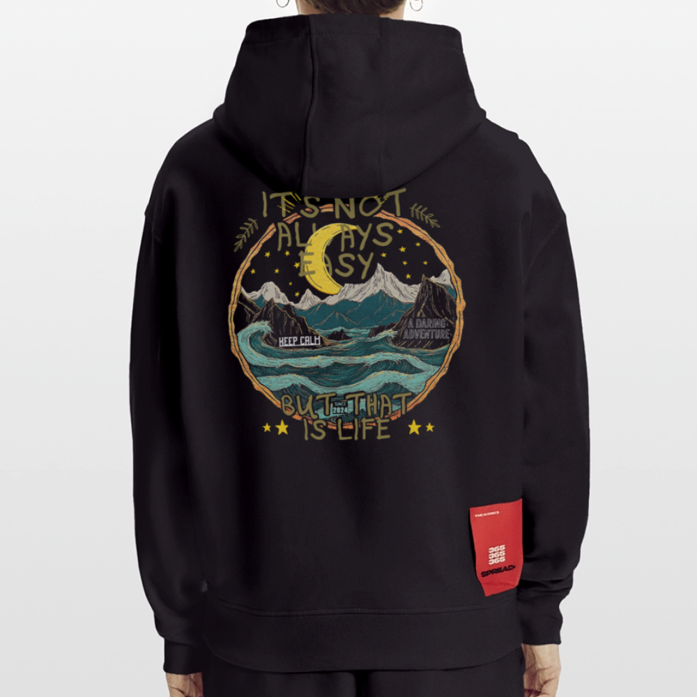 Izanami, Berge, 1st | Heavyweight Oversized Bio Hoodie, Unisex - SOLID BLACK