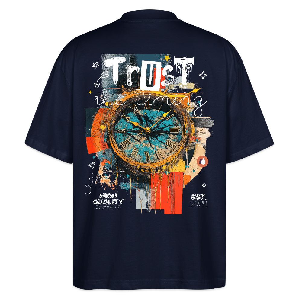 Demeteros, Uhr, 1st | Blaster, Oversize Bio T-Shirt, Unisex - Navy