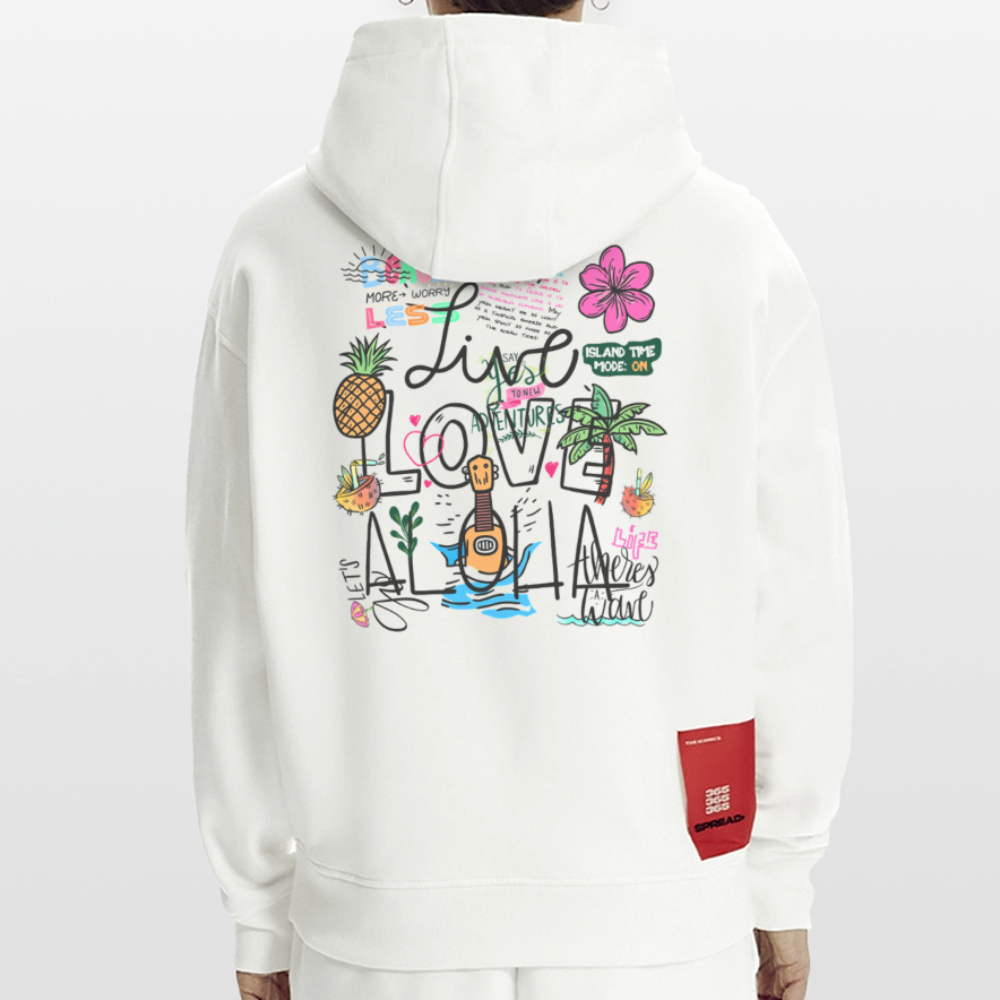 Draevenor, Blumen, 1st | Heavyweight Oversized Bio Hoodie, Unisex - OFF WHITE