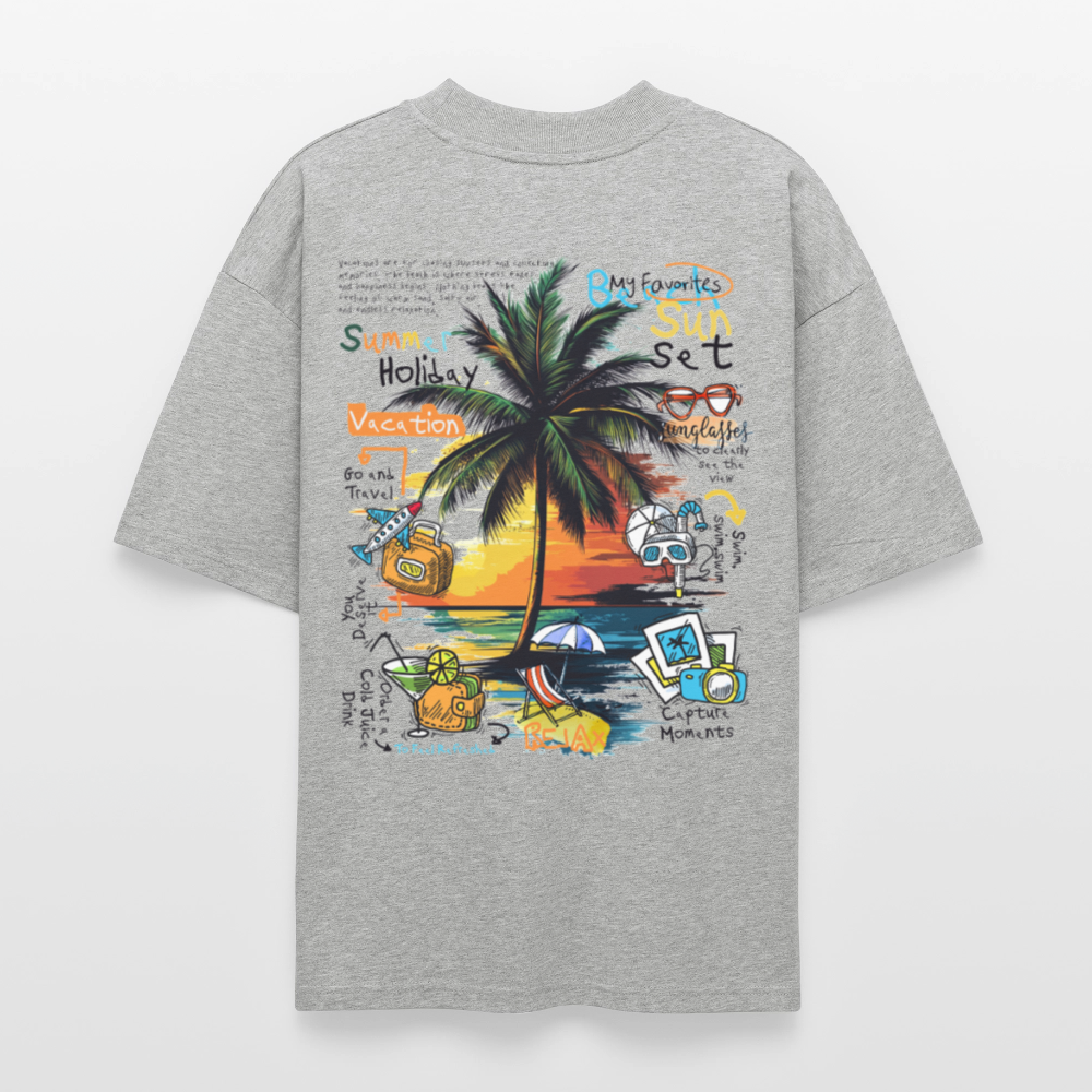 Magnarion, Palmen, 1st | Blaster, Oversize Bio T-Shirt, Unisex - Grau meliert