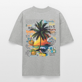 Magnarion, Palmen, 1st | Blaster, Oversize Bio T-Shirt, Unisex - Grau meliert
